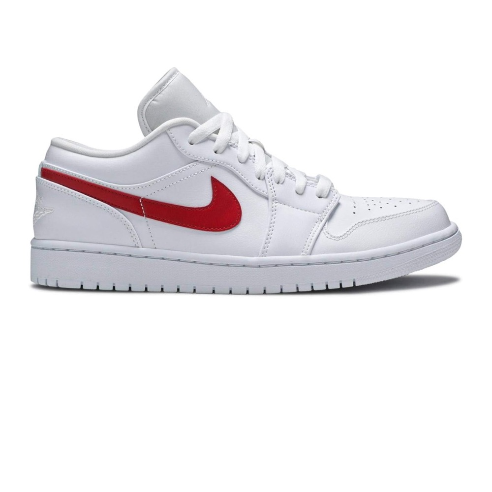 Nike White and Red Sneakers Classic Low-Cut Design